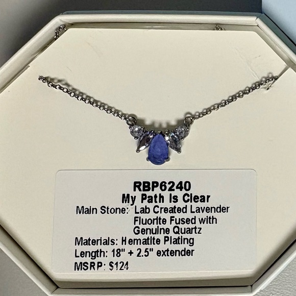Hematite Plated Necklace with Lavender Stone - Picture 1 of 1